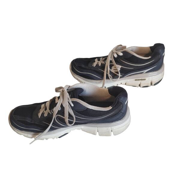 Skechers Women's Size 7.5 Navy Blue Lace-up Sports Sneakers Running Shoes - Picture 3 of 6